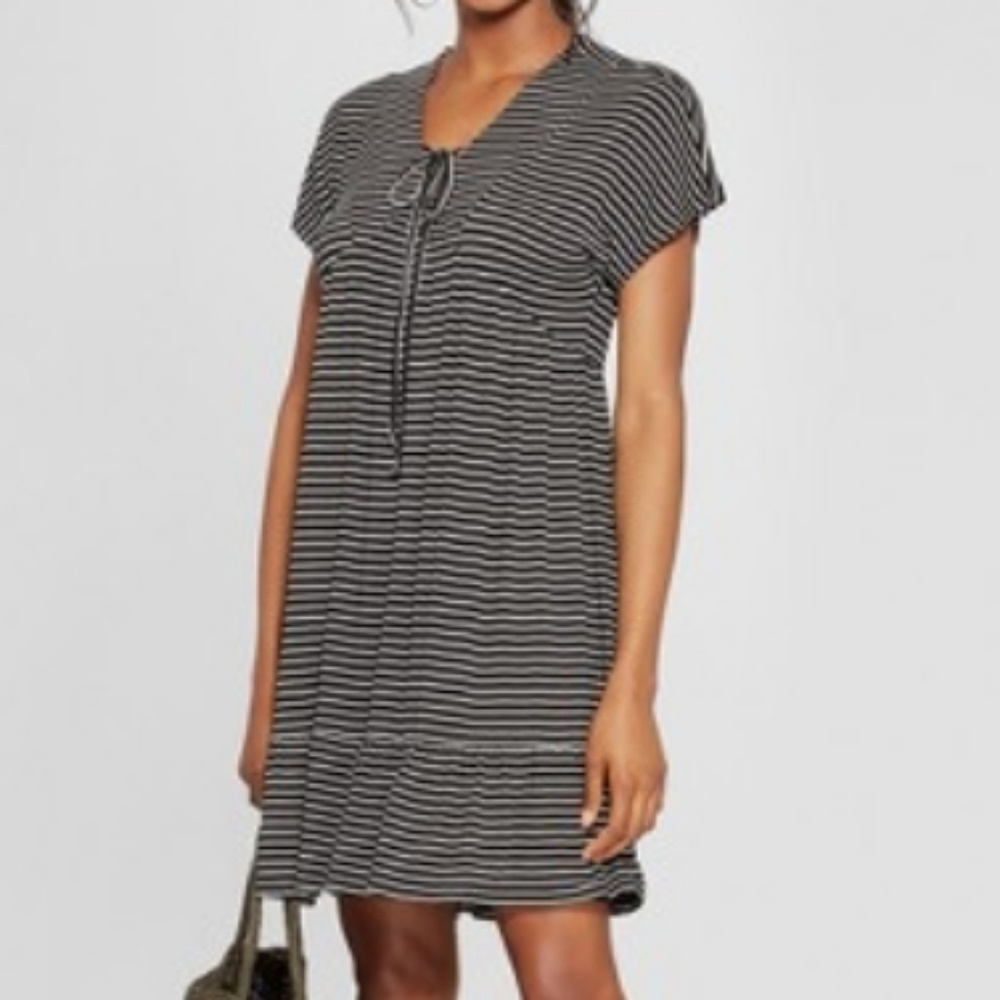 ** Heart Soul Striped S/S Babydoll Tie Front Dress